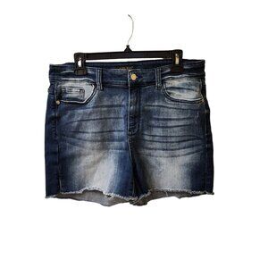 Judy Blue Daisy May Jean Midi Bermuda Shorts Women's XL Dark Wash